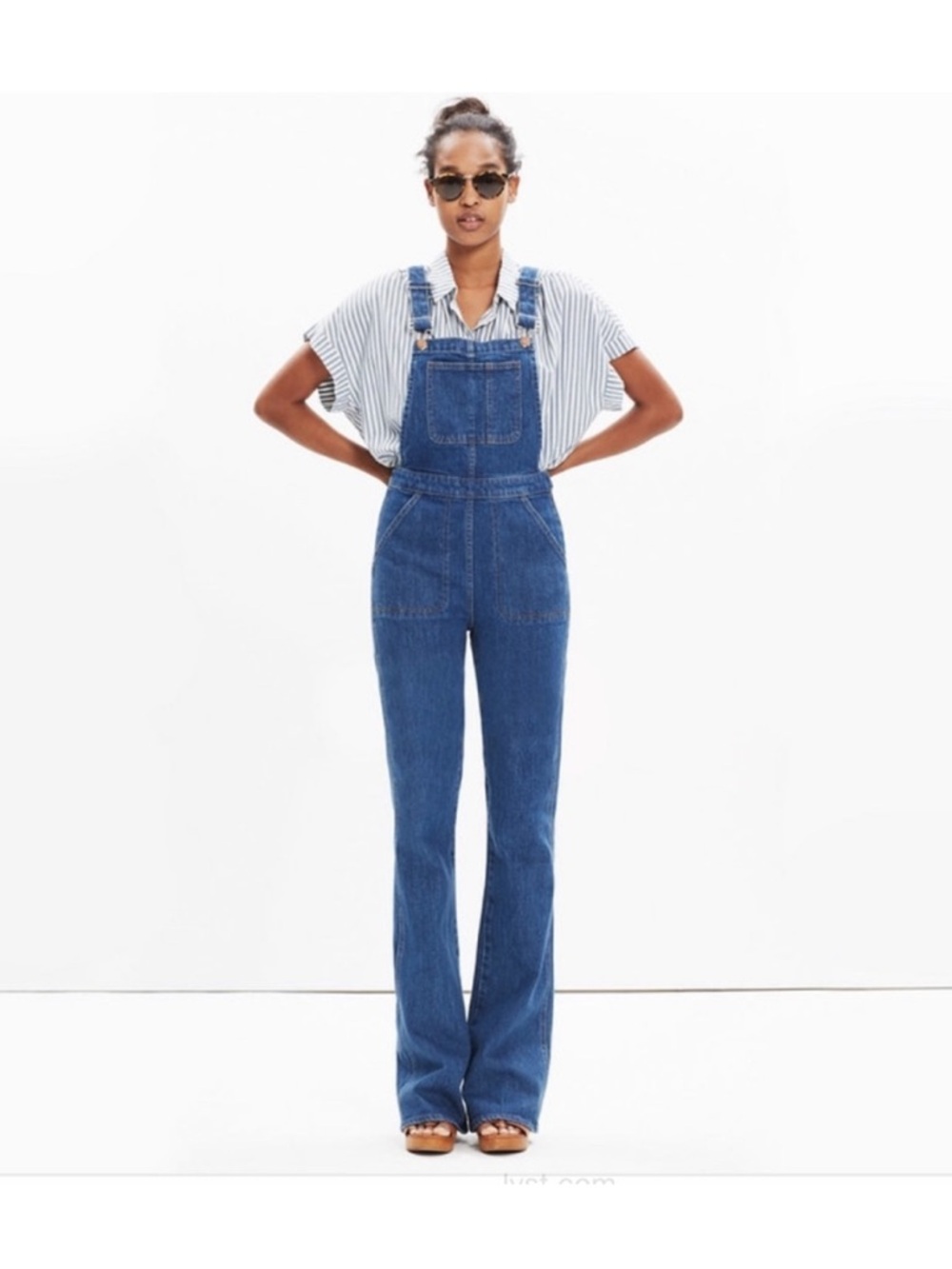 Madewell Flea Market Flare Overalls in Rita Medium Wash